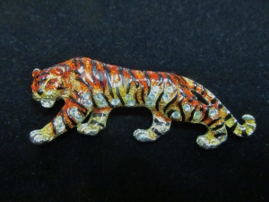 enameled tiger pin with rhinestones